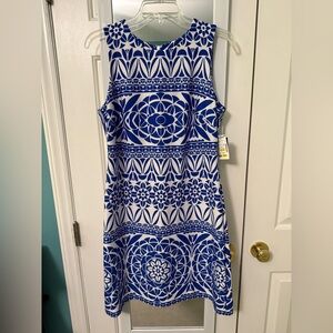Blue and White Print Dress